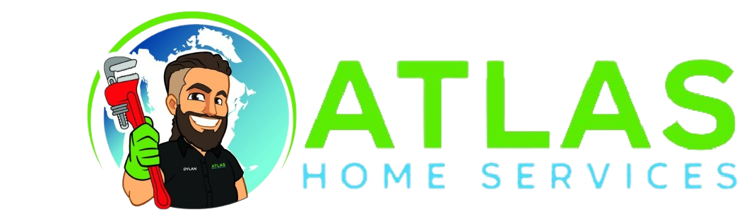 Atlas Home Services logo with cartoon plumber.